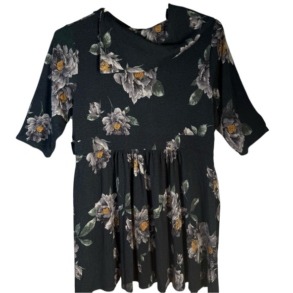 Yellow Star 4X Floral Fit & Flare Dress Cowl Neck Romantic Cottagecore Softgirl - Picture 7 of 8